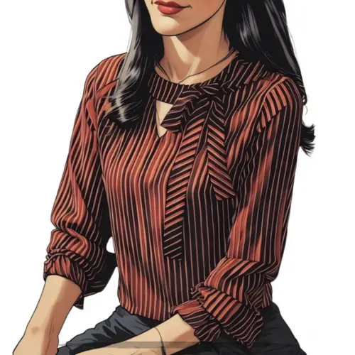 Molde Digital de Blusa Fem m Longa Laço na Gola do 38 ao 46