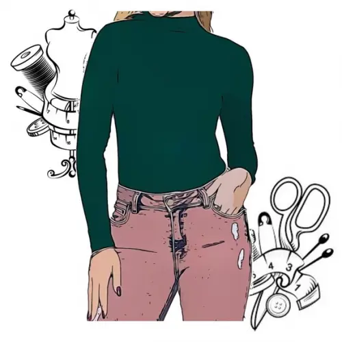 Molde Digital de Blusa Gola Alta m Longa Pp ao Gg #157