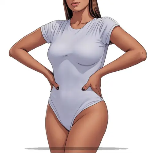 Molde Digital de Body Adulto Fem Manga Curta do P ao Xxg