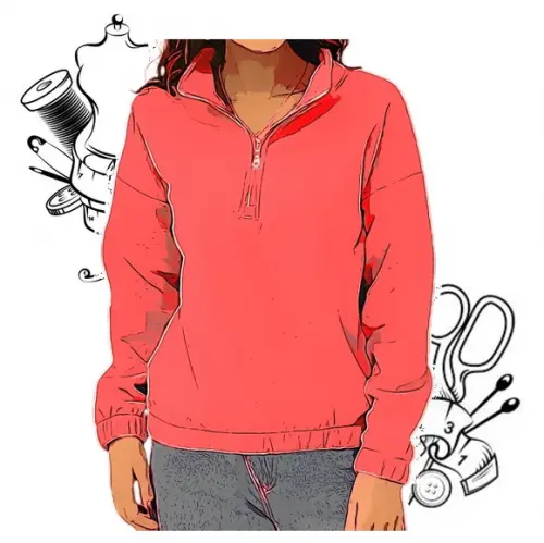 Molde Digital de Blusa Feminina Gola Zíper do P ao Xxg #306