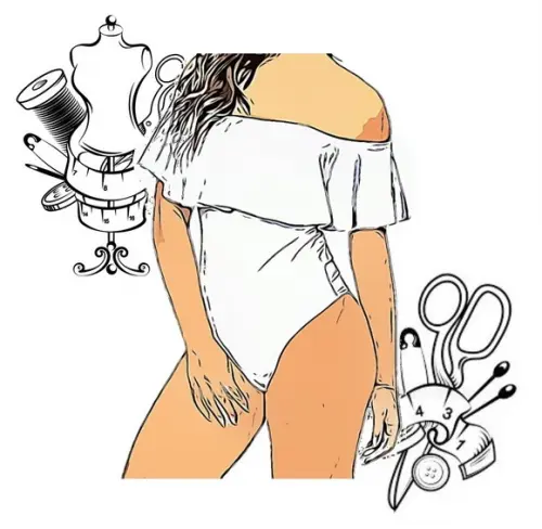 Molde Digital de Body Fem com Babado Pp ao Gg #160