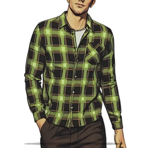 Molde Digital de Camisa Masc Xadrez Adulto do P ao Xxg