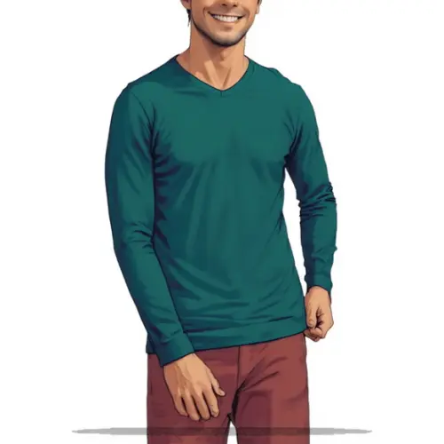 Molde Digital de Camiseta Manga Longa Masc Gola V Pp ao Xg