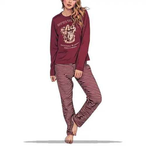 Molde Digital de Conj Pijama Longo Tradicional Fem Pp ao Gg