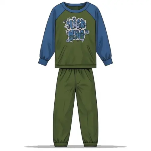 Molde Digital de Conjunto Agasalho Moletom Inf Raglan 2 - 14