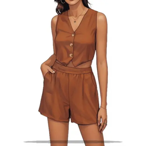 Molde Digital de Conjunto Short e Blusa Fem Pp ao Xxg
