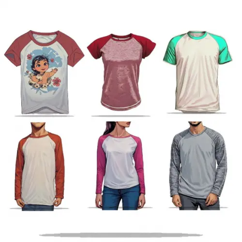 Molde Digital de Kit com 6 Camisetas Raglan m Curta e Longa