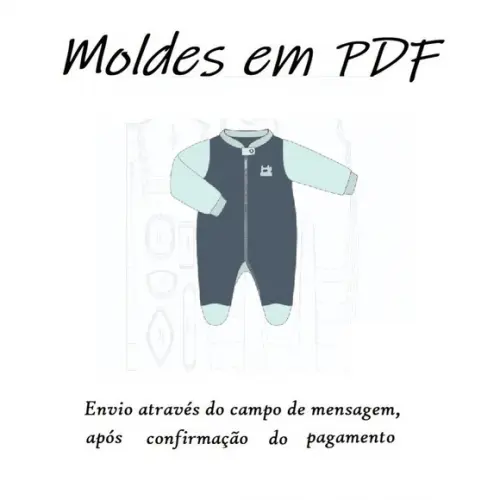 Molde Digital De Macacão Com Gola Careca Com Zíper