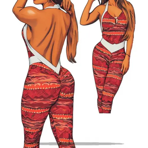 Molde Digital de Macacao Fitness Alças Decote Costas P ao Gg