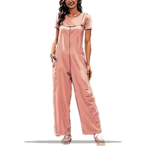 Molde Digital de Macacão Jardineira Longa Feminina P ao Xxg