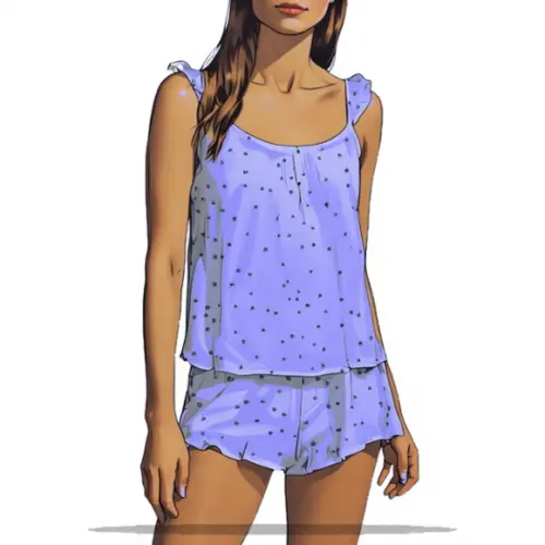 Molde Digital de Pijama Babydool com Babado Adulto P ao Xg