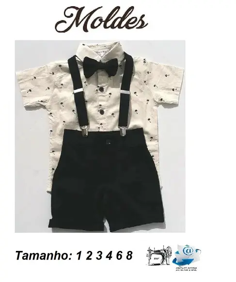 Molde Digital de Modelagem Conjunto com Suspensório Infantil
