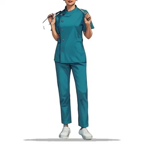 Molde Digital de Pijama Cirurgico Scrub Fem Botão Lat P-xxg