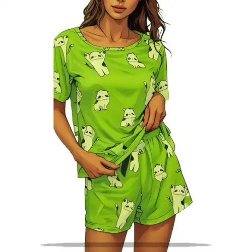 Molde Digital de Pijama Short Dool Manga Curta Fem P ao Xxg