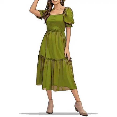 Molde Digital de Vestido Adulto Manga Bufante do P ao Xxg