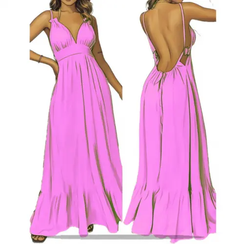 Molde Digital de Vestido Fem Longo Adulto do P ao Xxg