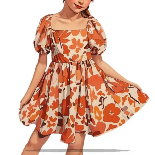 Molde Digital de Vestido Infantil Rodado 4 a 14 Anos