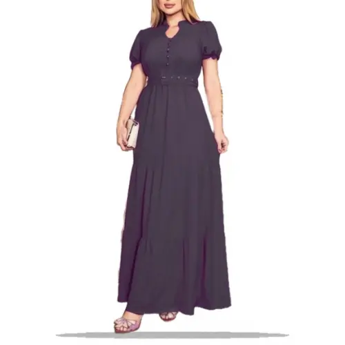 Molde Digital de Vestido Longo Botoes 3 Marias Pp ao Xxg