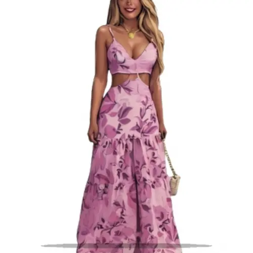 Molde Digital de Vestido Longo Verão Aberto Frente P ao Xxg