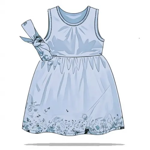 Molde Digital de Vestido Malha Infantil com Viés 2 a 12 Anos