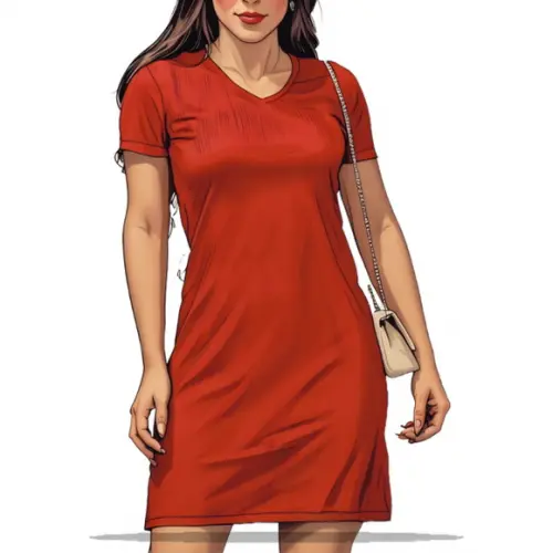 Molde Digital de Vestido Manga Curte Gola V do Pp ao Gg