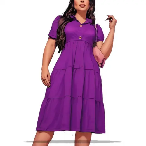 Molde Digital de Vestido Manga Curta 3 Marias com Gola P-gg