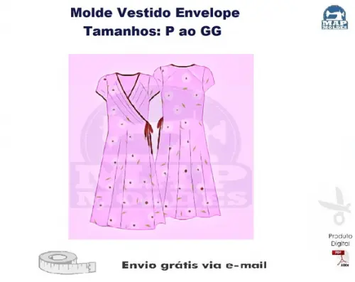 Molde Digital Lindo Vestido Envelope em PDF do P ao GG
