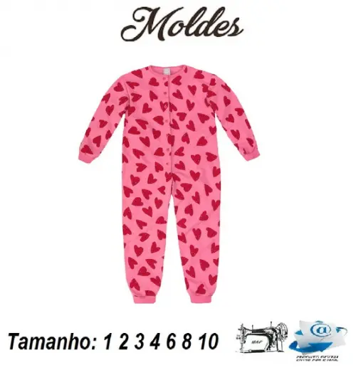 Molde Digital Modelagem de Macacão Pijama Infantil
