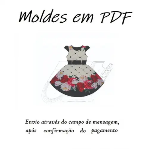 Molde Digital Modelagem Vestido De Festa Infantil Saia Godê