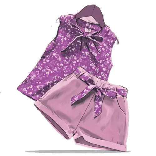 Molde em pdf de Bata com Laço e Short Infantil 2 a 14 Anos