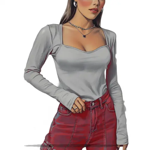 Molde em pdf de Blusa Casual Feminina Manga Longa P ao Xxg