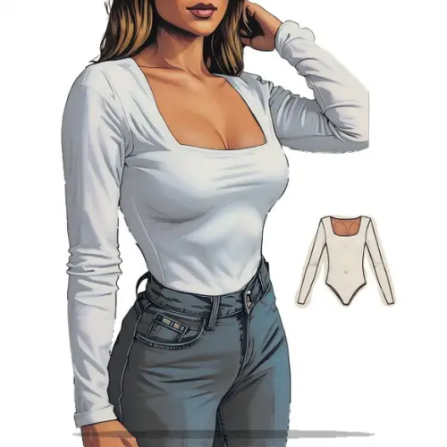 Molde em pdf de Body Manga Longa Decote Quadrado P ao Xxg
