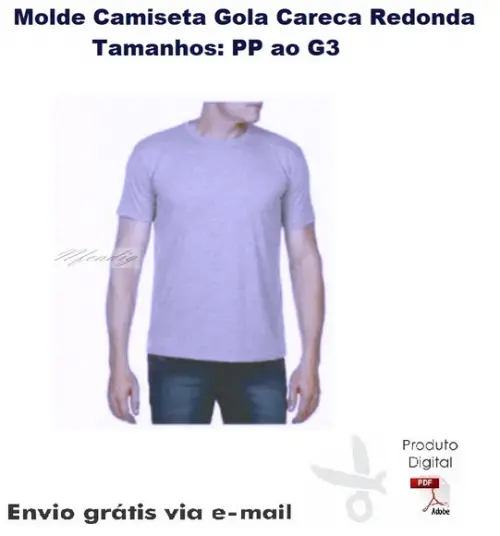 Molde em PDF de Camiseta Masculina Gola Redonda #121