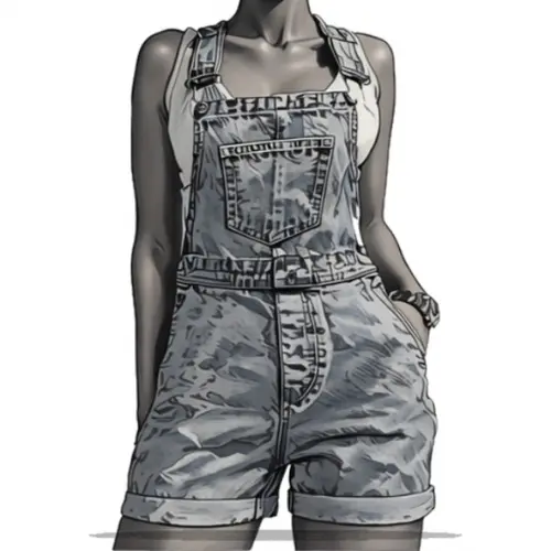 Molde em pdf de Jardineira Jeans Bainha Enrolada do P ao Xxg