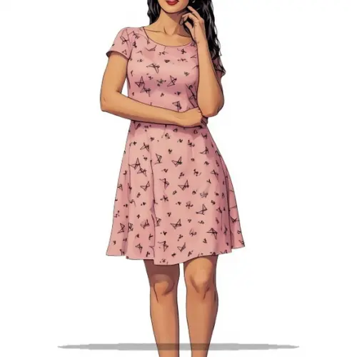 Molde em pdf de Lindo Vestido Evasê Tam Pp ao Gg