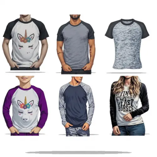 Molde em pdf de Kit com 6 Camisetas Raglan m Curta e Longa