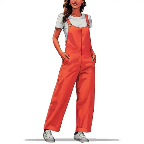 Molde em pdf de Macacão Jardineira Longa Feminina P ao Xxg