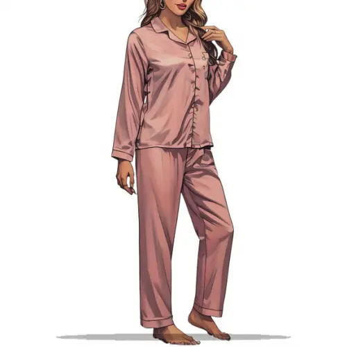 Molde em pdf de Pijama Ingles Fem Longo Luxo Cetim do P - Gg