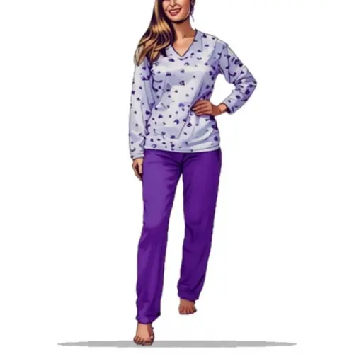 Molde em pdf de Pijama Inverno Adulto Fem Gola V do Pp ao Xg