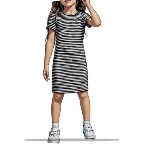 Molde em pdf de Vestido Baby Look Infantil de 2 a 16 Anos