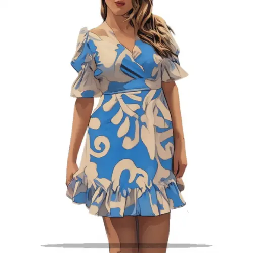 Molde em pdf de Vestido com Manga e Babado Adulto do P - Xxg