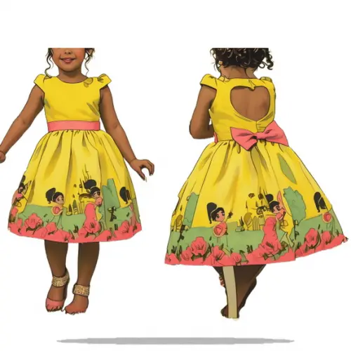 Molde em pdf de Vestido Costas Coração Infantil 2 a 12 Anos