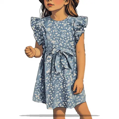 Molde em pdf de Vestido Inf com Babado na Manga 2 a 14 Anos