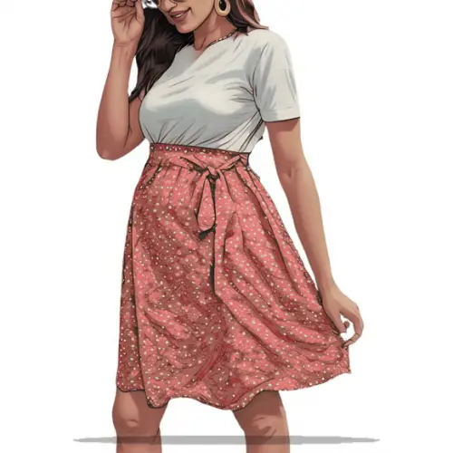 Molde em pdf de Vestido Gravida com Cinto do P ao Xg