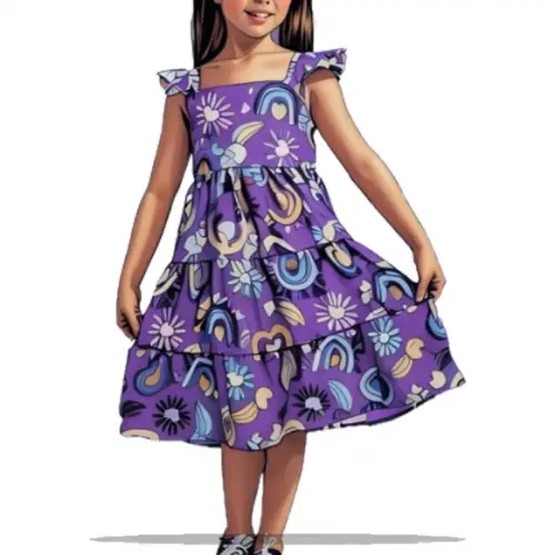 Molde em pdf de Vestido Inf Saia 3 Marias 2 a 14 Anos