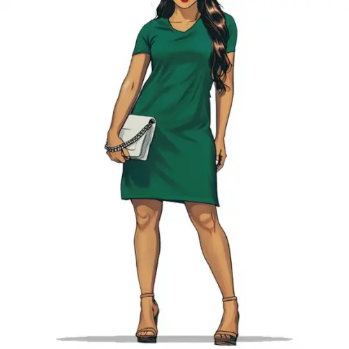 Molde em pdf de Vestido Malha Manga Curte Gola V do Pp ao Gg