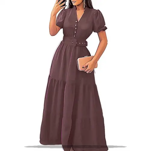 Molde em pdf de Vestido Longo com Botoes 3 Marias Pp ao Xxg