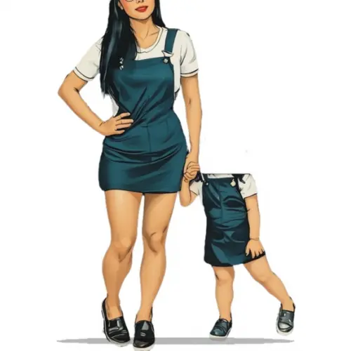 Molde em pdf Jardineira Vest Salopete Mae e Filha P-xg 2-14