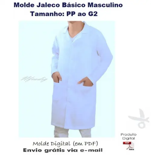 Molde Jaleco Básico Masculino (PP ao G2) #406