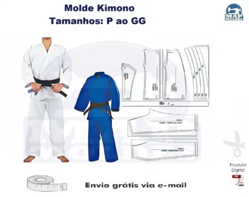 Molde Kimono P ao Gg Modelagem em pdf e Corel em Tam Real